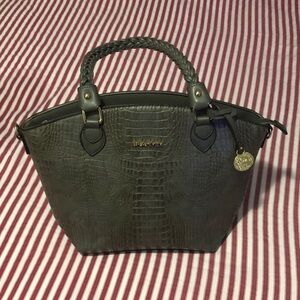 Brahmin Olive Croc-Embossed Satchel